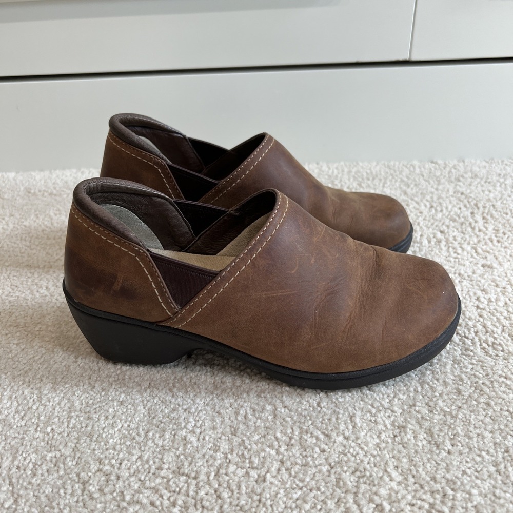 L.L.Bean Go Anywhere Clogs‎ Brown Nubuck Leather Casual Comfort Shoes Boho